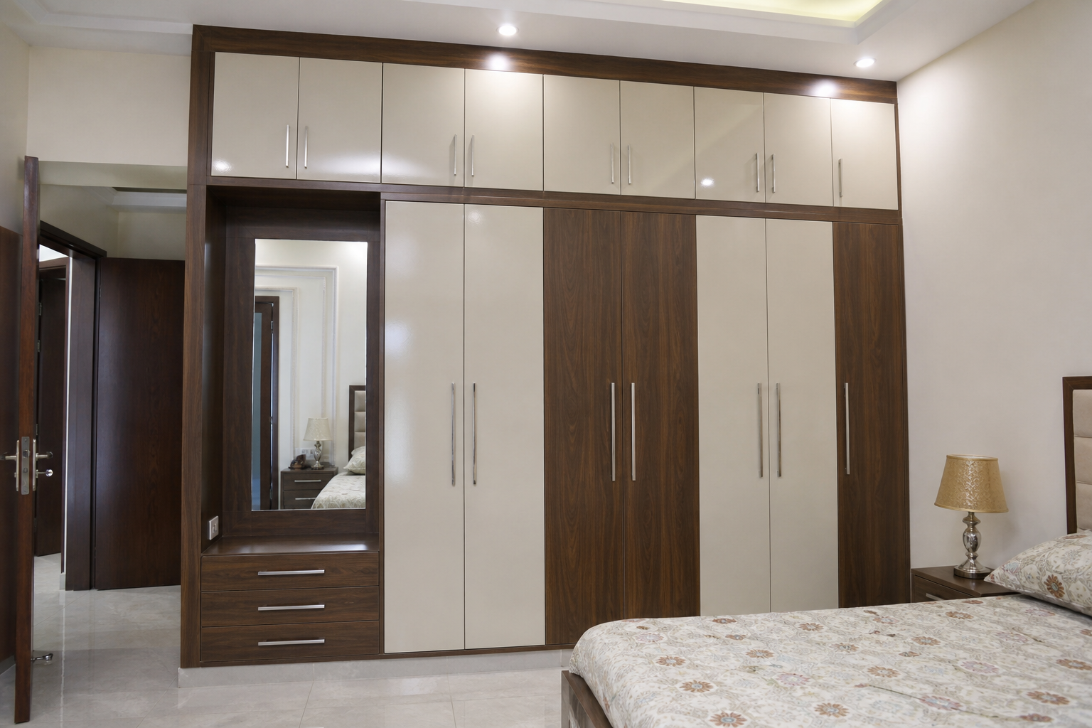 Custom bedroom wardrobe and decorative woodwork
